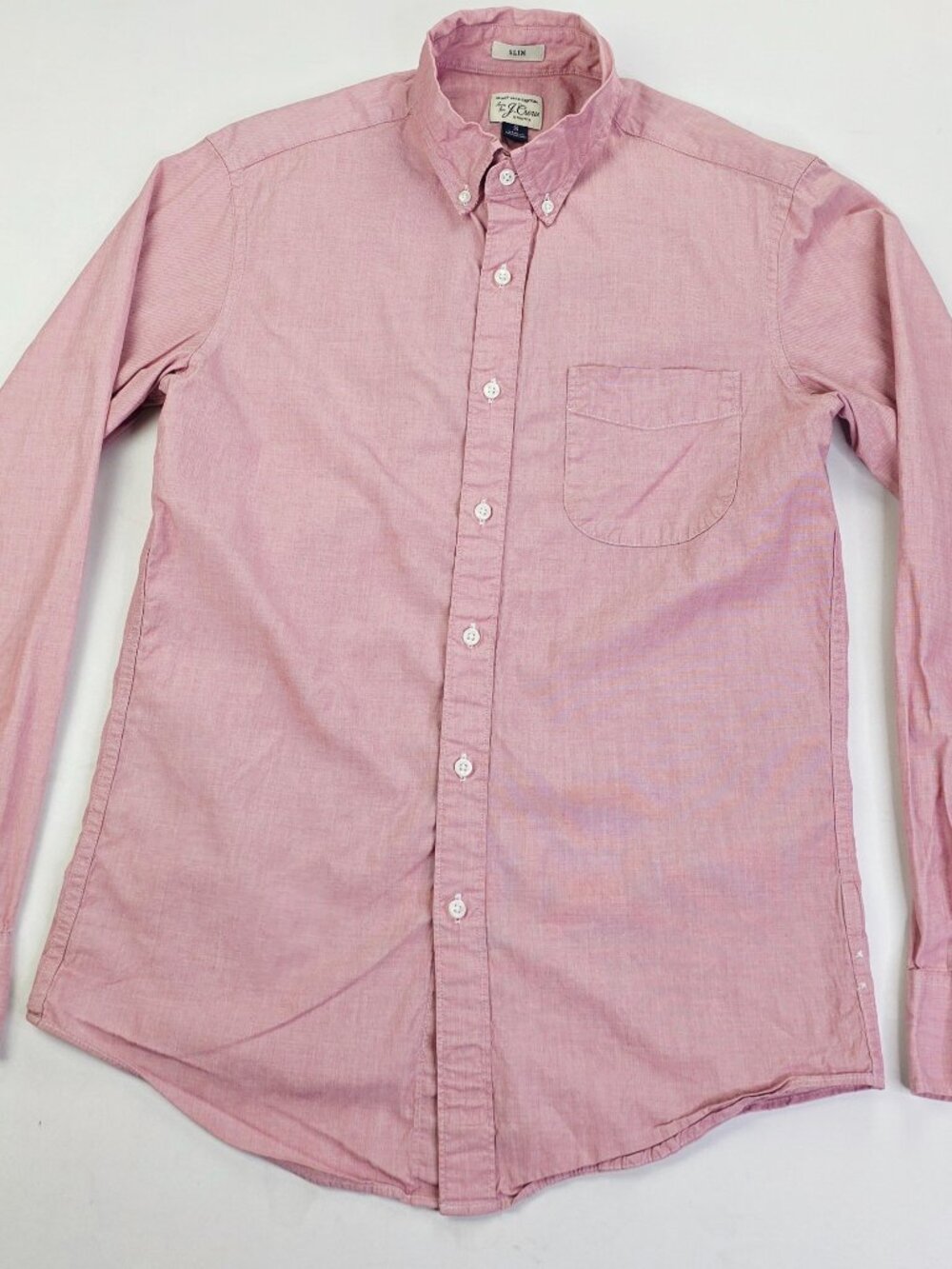 J. Crew Slim Stretch Men Sz Red Button Down Long Sleeve Pocket Secret Wash Shirt